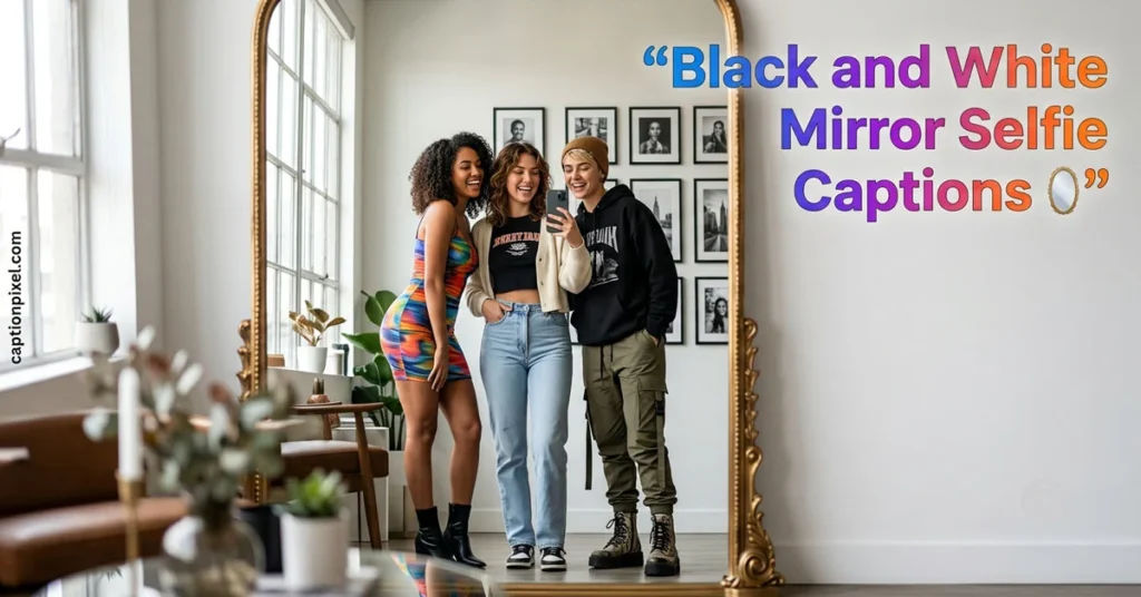 Black and White Mirror Selfie Captions